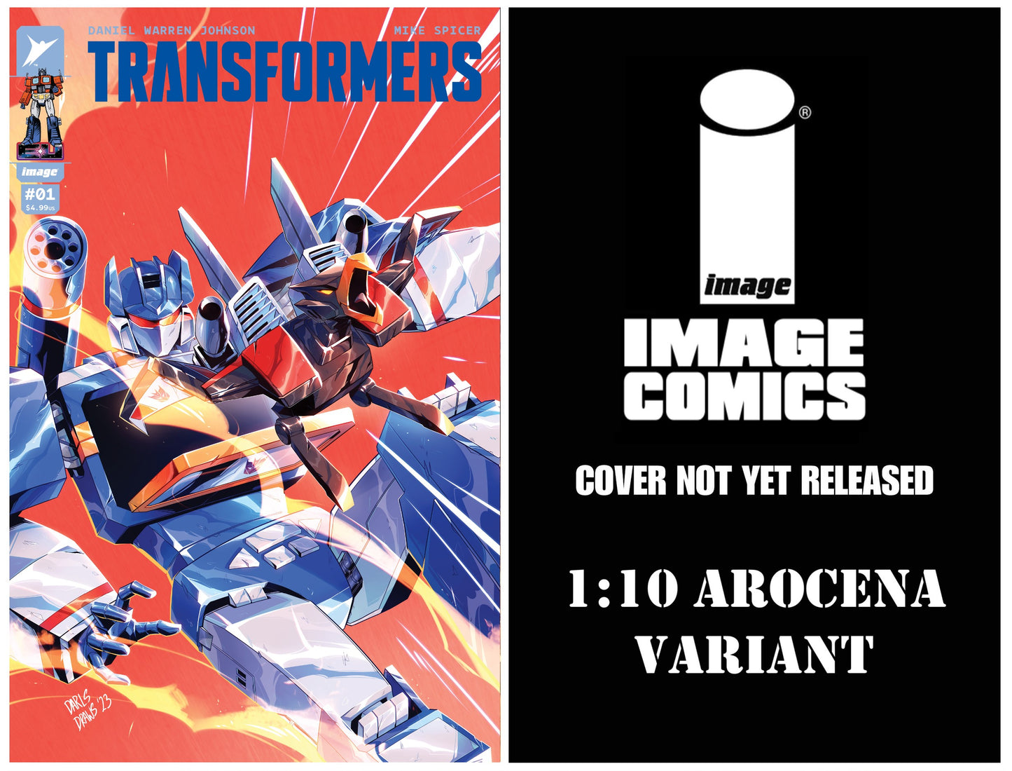 TRANSFORMERS #1 DARLSDRAWS SOUNDWAVE VARIANT LIMITED TO 300 COPIES WITH NUMBERED COA + 1:10 AROCENA VARIANT