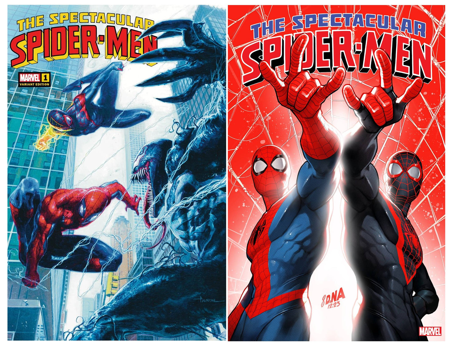 SPECTACULAR SPIDER-MEN #1 DAVIDE PARATORE VARIANT LIMITED TO 500 COPIES WITH NUMBERED COA + 1:25 VARIANT