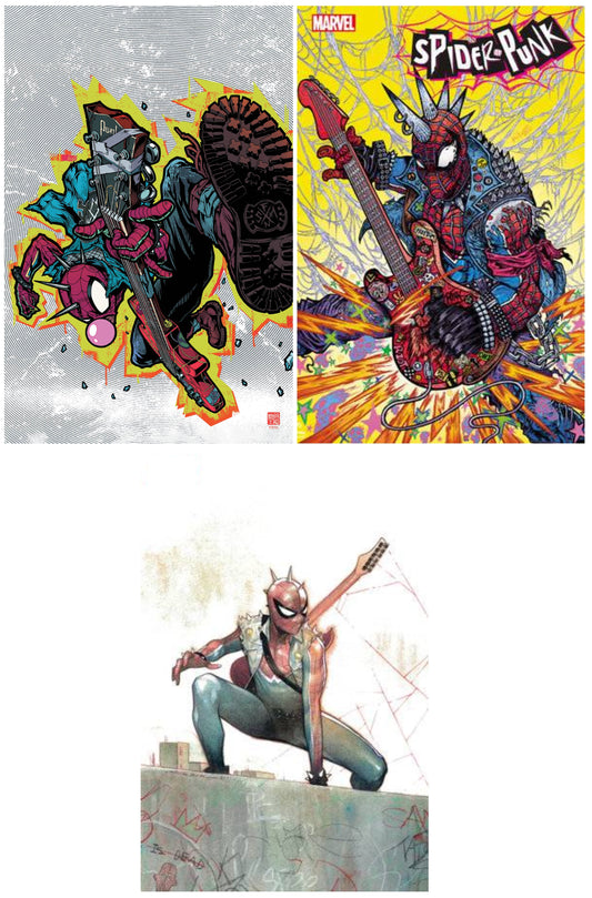 SPIDER-PUNK ARMS RACE #1 TAKASHI OKAZAKI VIRGIN VARIANT LIMITED TO 500 COPIES WITH NUMBERED COA + 1:25 & 1:100 VARIANTS