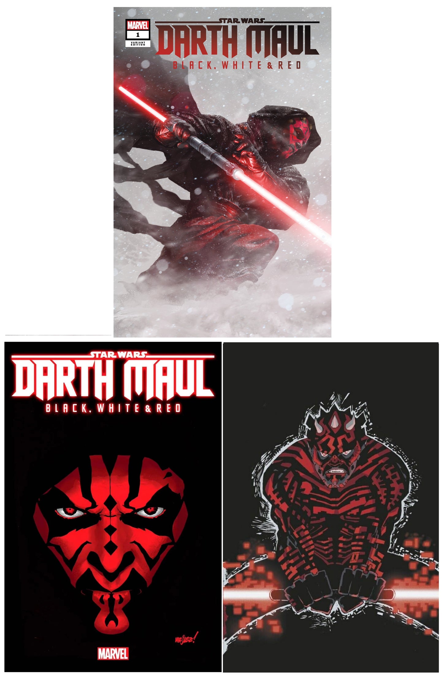 STAR WARS DARTH MAUL BLACK WHITE & RED #1 RAHZZAH VARIANT LIMITED TO ONLY 600 COPIES WITH NUMBERED COA + 1:25 & 1:100 VARIANT
