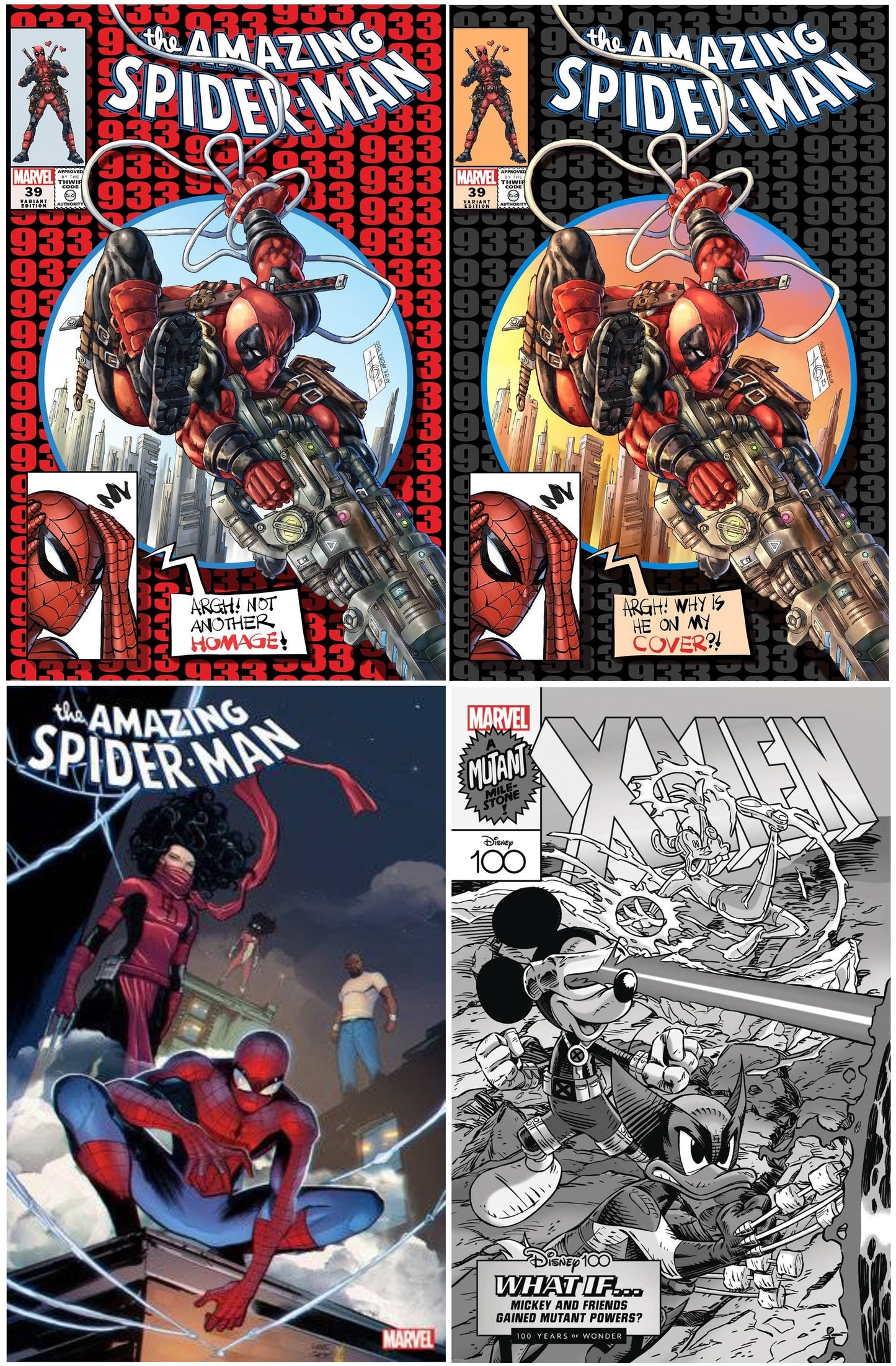 AMAZING SPIDER-MAN #39 ALAN QUAH RED/SILVER TRADE DRESS ANTI-HOMAGE VARIANT SET LIMITED TO 600 SETS WITH NUMBER COA + 1:25 & 1:100 VARIANT