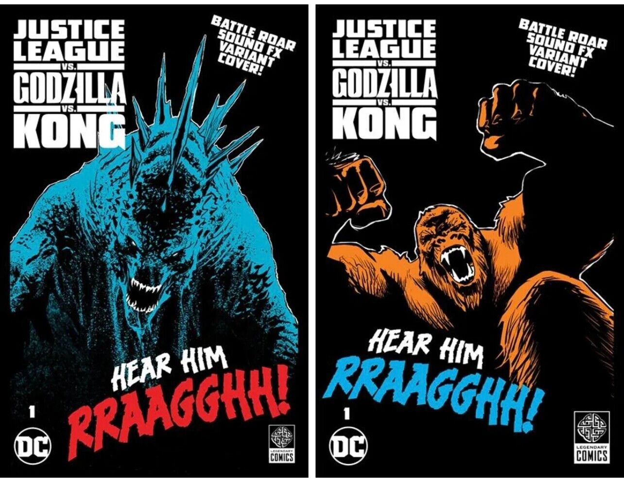 JUSTICE LEAGUE VS GODZILLA VS KONG #1  CHRISTIAN DUCE KONG & GODZILLA ROAR SOUND FX VARIANT SET