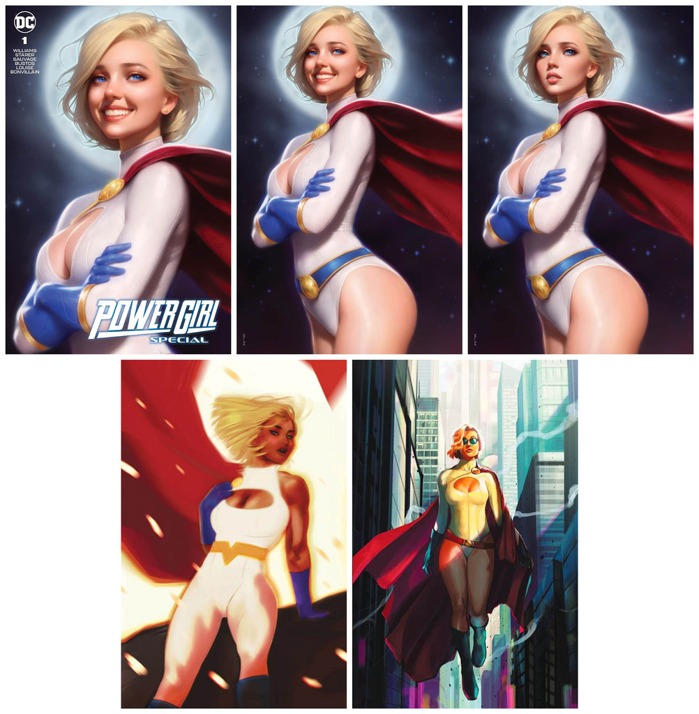 POWER GIRL SPECIAL #1 WILL JACK TRADE/VIRGIN A/VIRGIN B VARIANT SET LIMITED TO 1500 SETS + 1:25 & 1:50 TENFOLD VARIANT