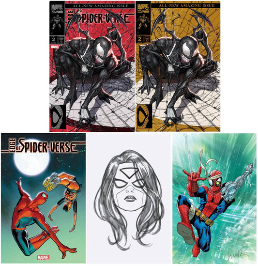 EDGE OF SPIDER-VERSE #2 INHYUK LEE RED/GOLD HOMAGE VARIANT SET LIMITED TO 800 SETS WITH NUMBERED COA + 1:25, 1:50 & 1:50 VARIANTS
