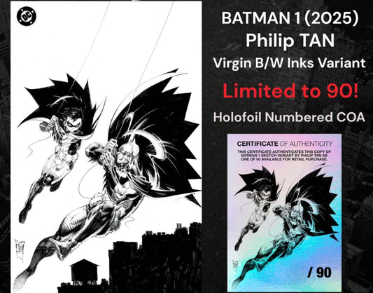 BATMAN #1 PHILIP TAN NYCC 2025 ULTRA RARE HOMAGE SKETCH VARIANT LIMITED TO 90 COPIES WITH HOLOFOIL COA