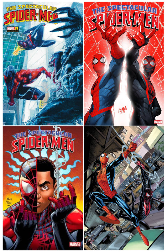 SPECTACULAR SPIDER-MEN #1 DAVIDE PARATORE VARIANT LIMITED TO 500 COPIES WITH NUMBERED COA + 1:25, 1:50 & 1:100 VARIANT