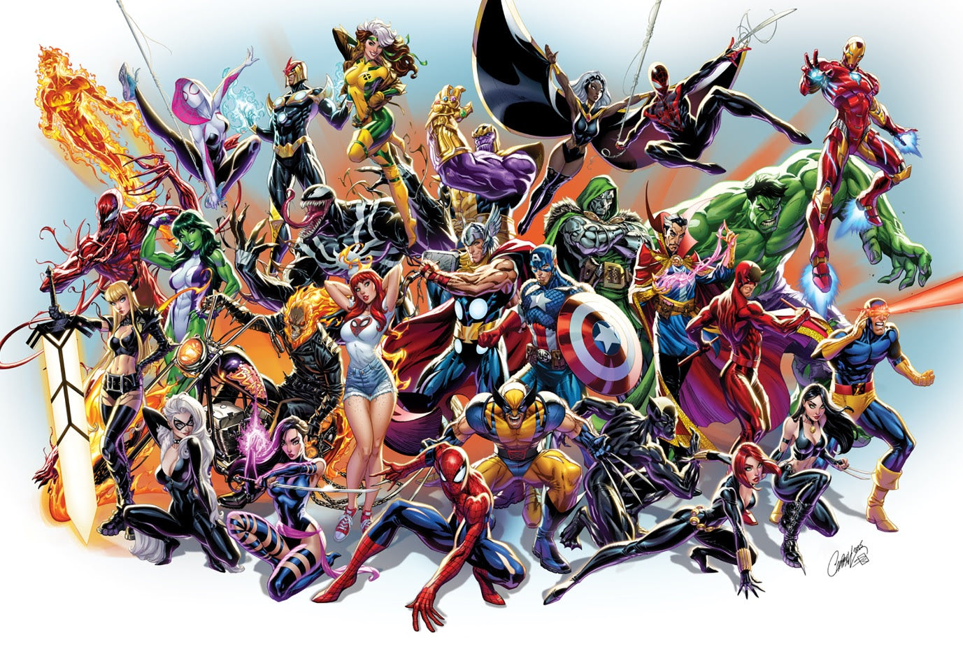 MARVEL UNIVERSE BY J. SCOTT CAMPBELL POSTER 24" x 36" - SHIPPED IN POSTER TUBE