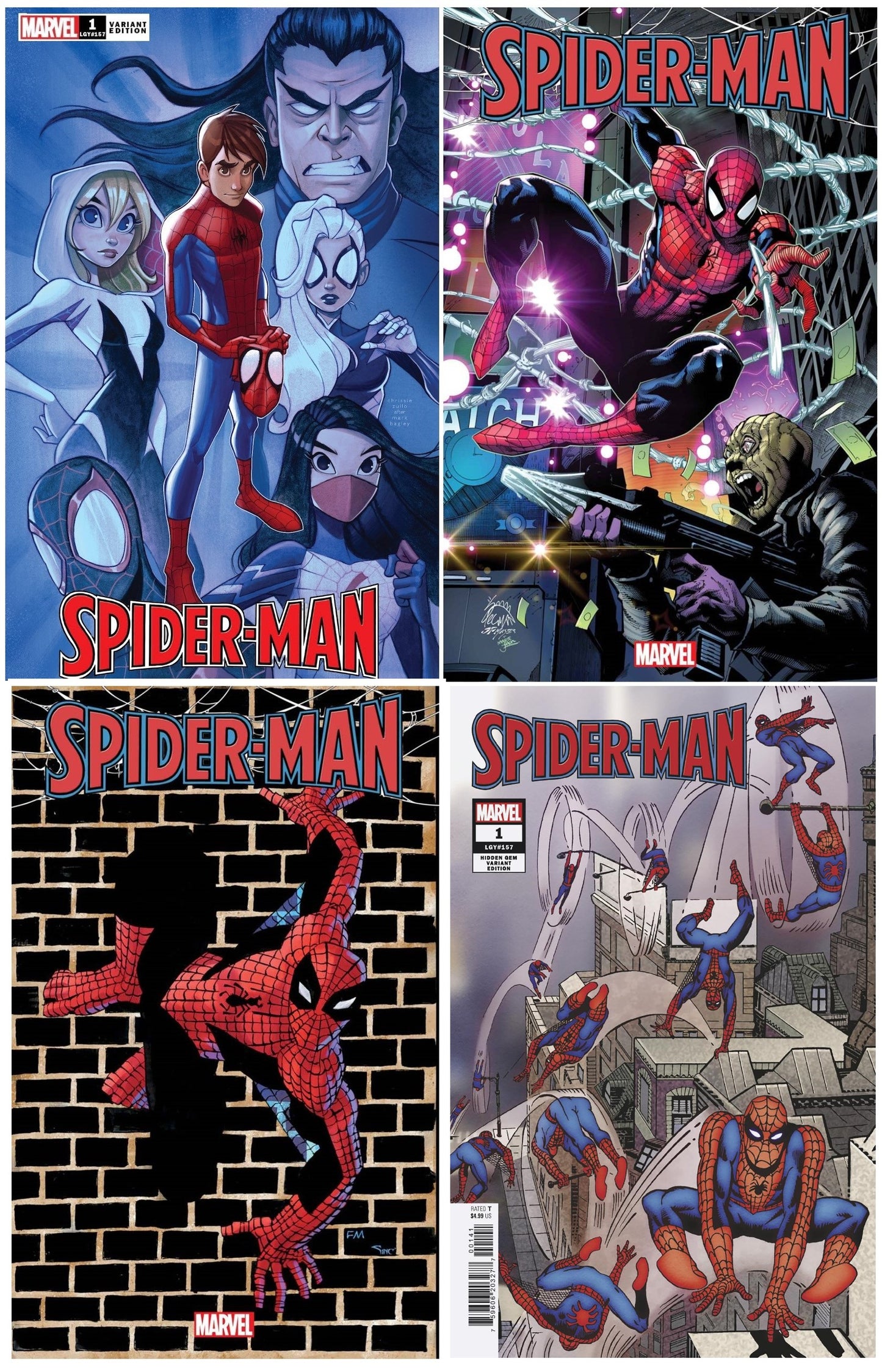 SPIDER-MAN #1 CHRISSIE ZULLO VARIANT LIMITED TO 600 COPIES WITH NUMBERED COA + 1:25, 1:50 & 1:100 VARIANT