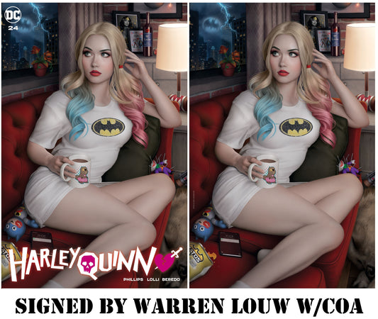 HARLEY QUINN #24 WARREN LOUW TRADE/VIRGIN VARIANT SET LIMITED TO 1000 SETS - SIGNED BY WARREN LOUW WITH COA
