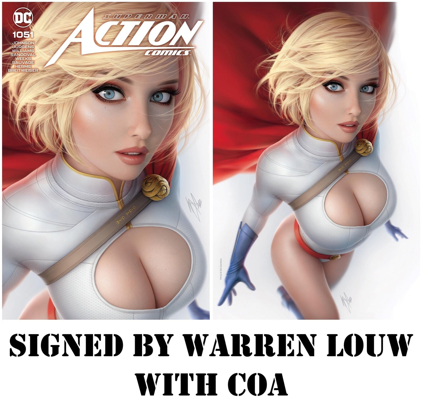 ACTION COMICS #1051 WARREN LOUW TRADE DRESS/VIRGIN VARIANT SET LIMITED TO 1500 SETS SIGNED BY WARREN LOUW WITH COA