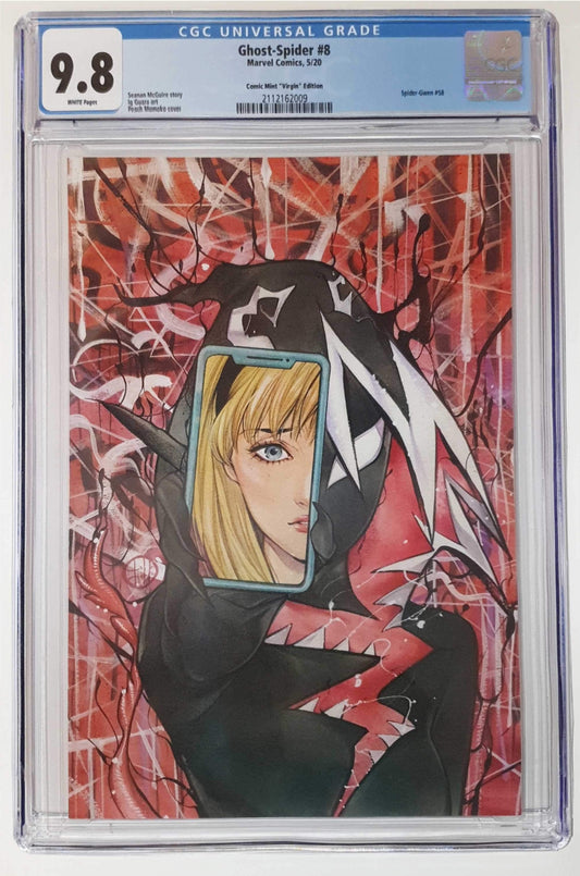 GHOST-SPIDER #8 PEACH MOMOKO GWENOM VIRGIN VARIANT LIMITED TO 600 CGC 9.8 WITH COA