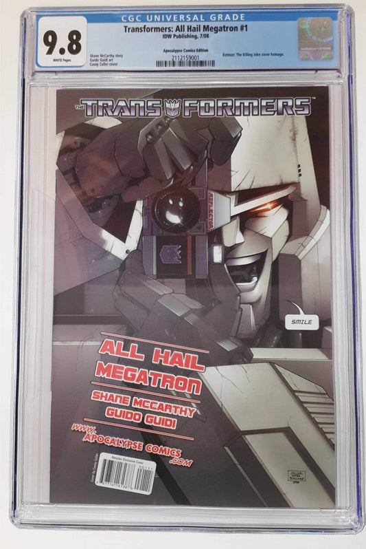 TRANSFORMERS ALL HAIL MEGATRON #1 APOCALYPSE COMICS KILLER JOKE HOMAGE VARIANT CGC 9.8 - VERY RARE