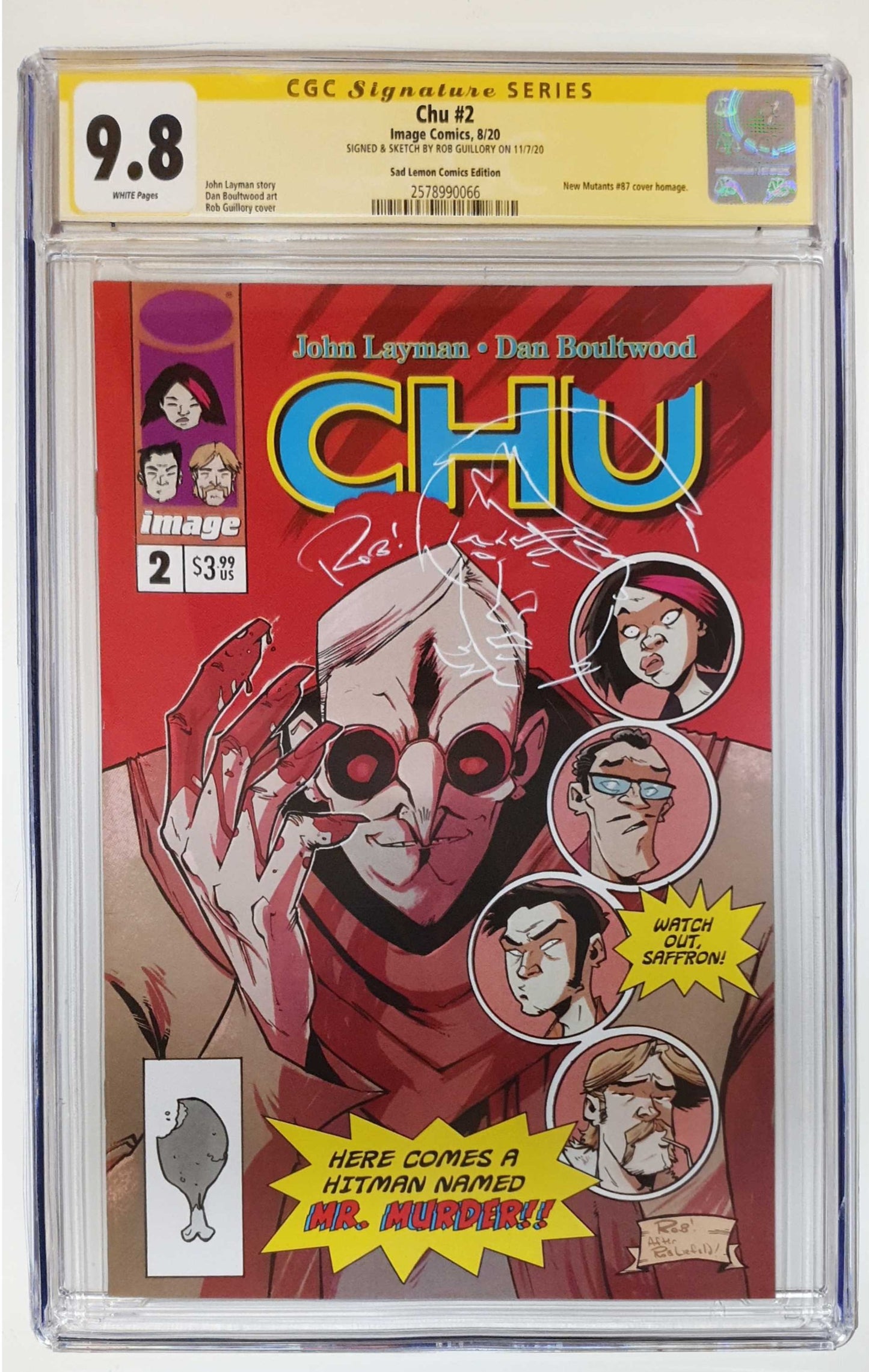 CHU #2 ROB GUILLORY NEW MUTANTS 87 HOMAGE VARIANT LIMITED TO 500 CGC 9.8 SAFFRON REMARK