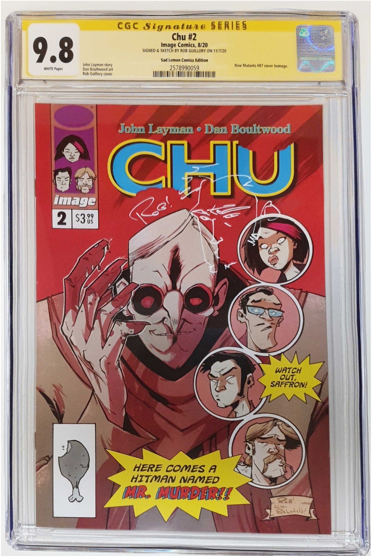 CHU #2 ROB GUILLORY NEW MUTANTS 87 HOMAGE VARIANT LIMITED TO 500 CGC 9.8 TONY REMARK