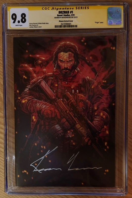 BRZRKR (BERZERKER) #1 1:1000 JONBOY MEYERS VARIANT CGC SS 9.8 SIGNED BY KAENU REEVES