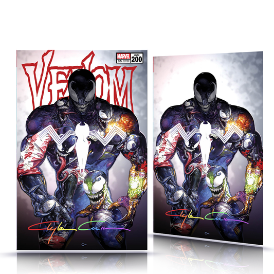 VENOM #200 CLAYTON CRAIN TRADE/VIRGIN VARIANT SET SIGNED WITH INFINITY SIGNATURE WITH COA