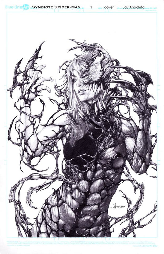 SYMBIOTE SPIDER-MAN #1 JAY ANACLETO CARNAGE QUEEN SKETCH VIRGIN VARIANT LIMITED TO 1000