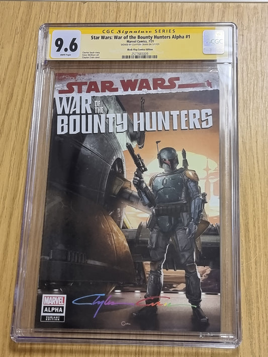 STAR WARS WAR BOUNTY HUNTERS ALPHA #1 CLAYTON CRAIN CLOUD CITY TRADE DRESS VARIANT CGC SS 9.6 INFINITY SIGNED