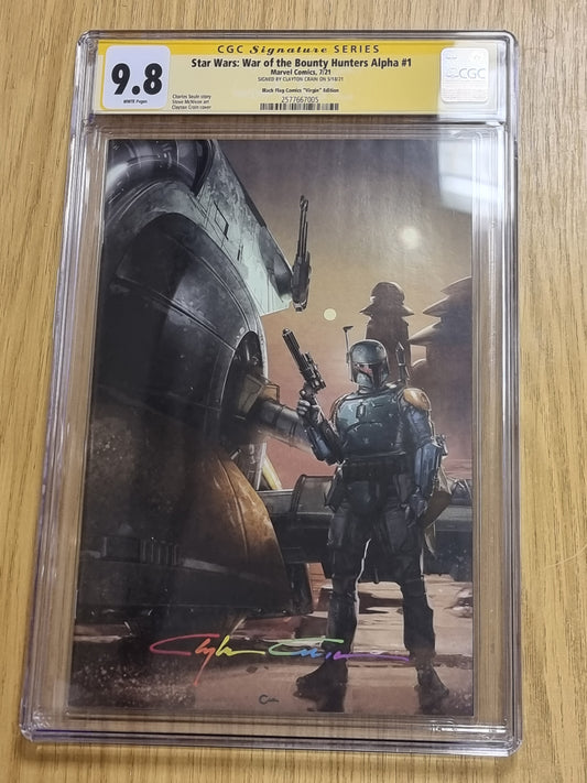 STAR WARS WAR BOUNTY HUNTERS ALPHA #1 CLAYTON CRAIN JABBA'S PALACE VIRGIN VARIANT CGC SS 9.8 INFINITY SIGNED