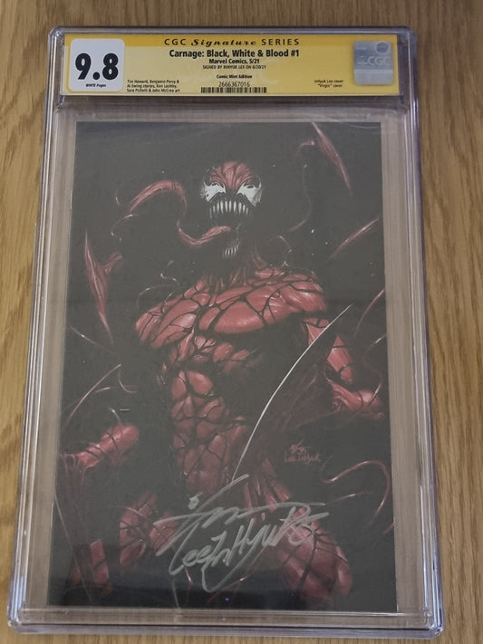 CARNAGE BLACK WHITE AND BLOOD #1 (OF 4) INHYUK LEE VIRGIN VARIANT LIMITED TO 1000 WITH NUMBERED COA CGC 9.8 SS
