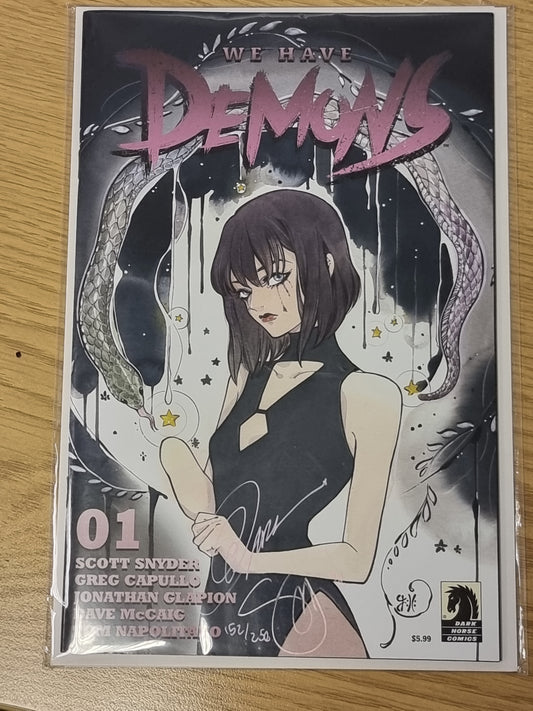 WE HAVE DEMONS #1 (OF 3) MOMOKO 1:50 SIGNED VARIANT - SIGNED BY SNYDER & CAPULLO WITH COA