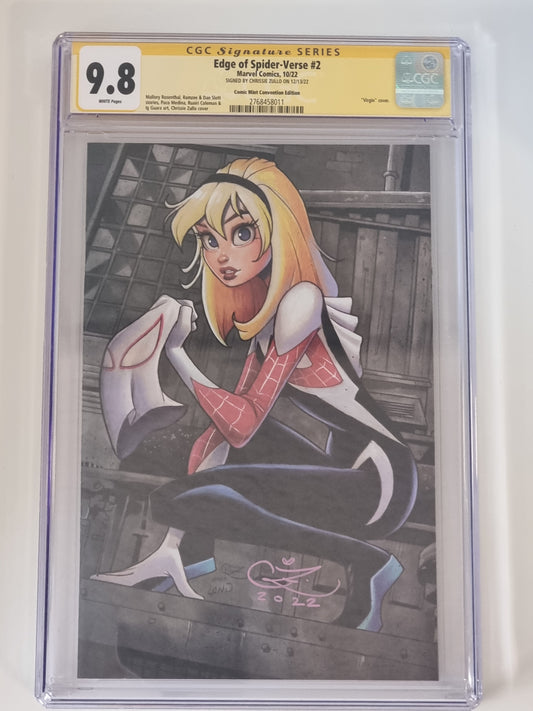 EDGE OF SPIDER-VERSE #2 CHRISSIE ZULLO NYCC VIRGIN VARIANT LIMITED TO 1000 COPIES CGC SS 9.8