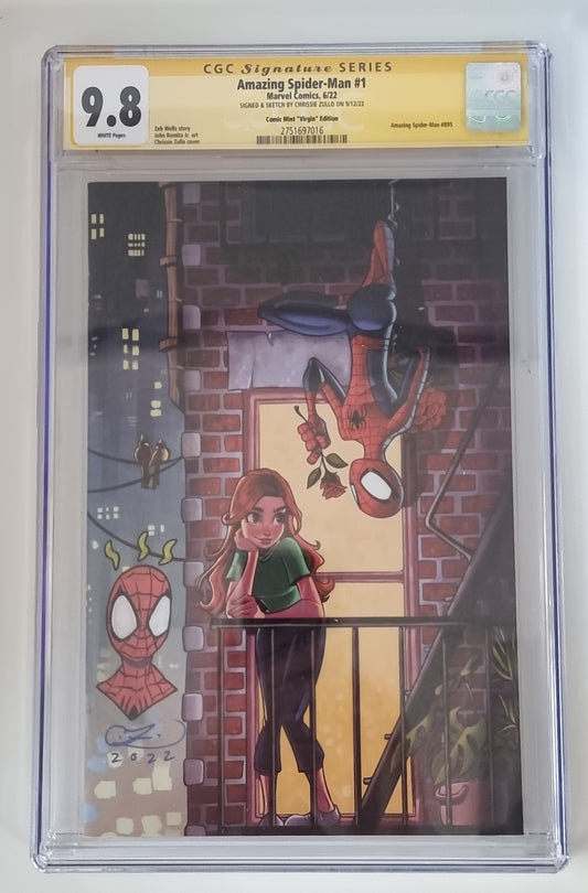 AMAZING SPIDER-MAN #1 (2022) CHRISSIE ZULLO VIRGIN VARIANT LIMITED TO 1000 CGC REMARK 9.8