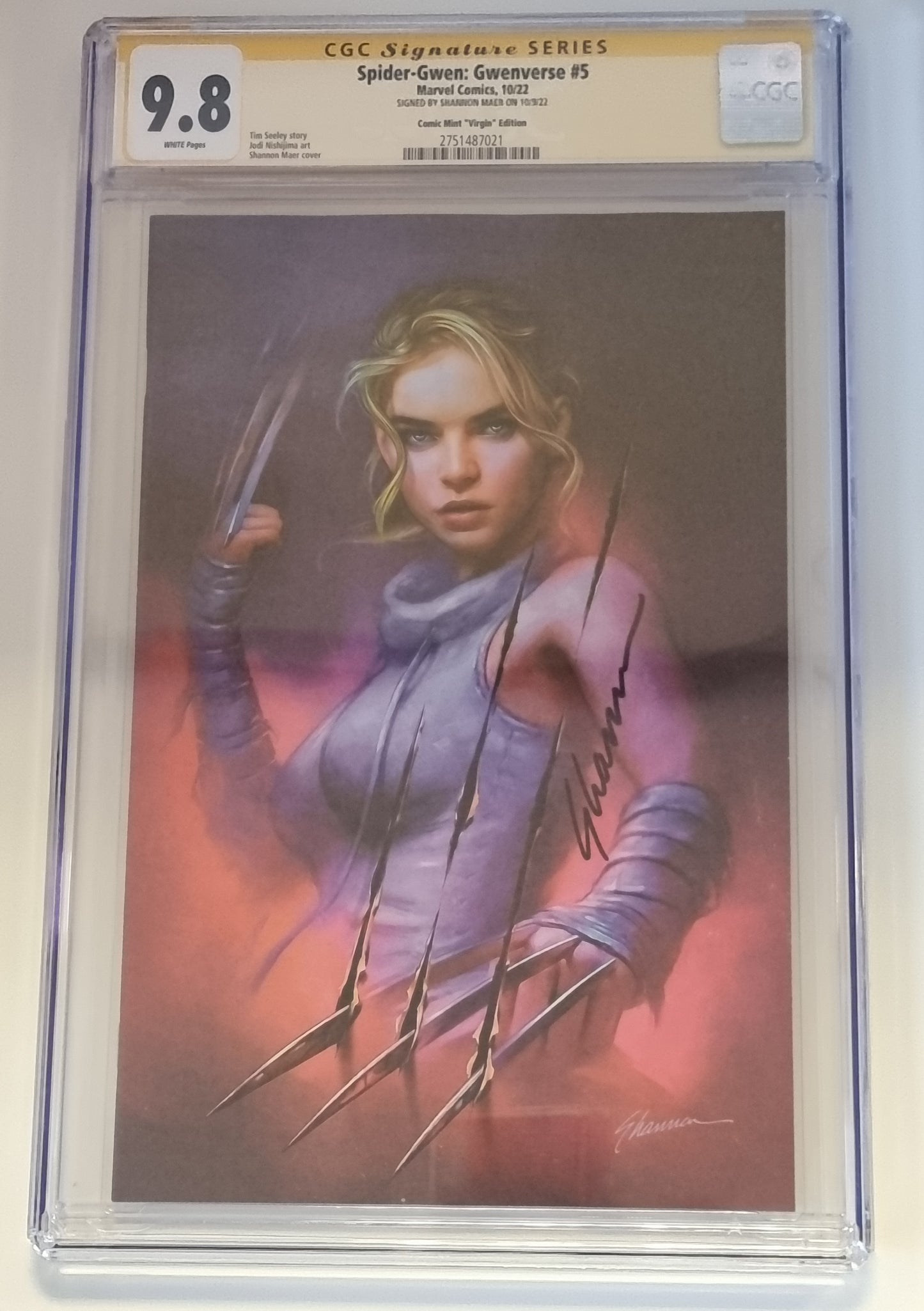 SPIDER-GWEN GWENVERSE #5 SHANNON MAER VIRGIN VARIANT LIMITED TO 800 WITH NUMBERED COA CGC SS 9.8