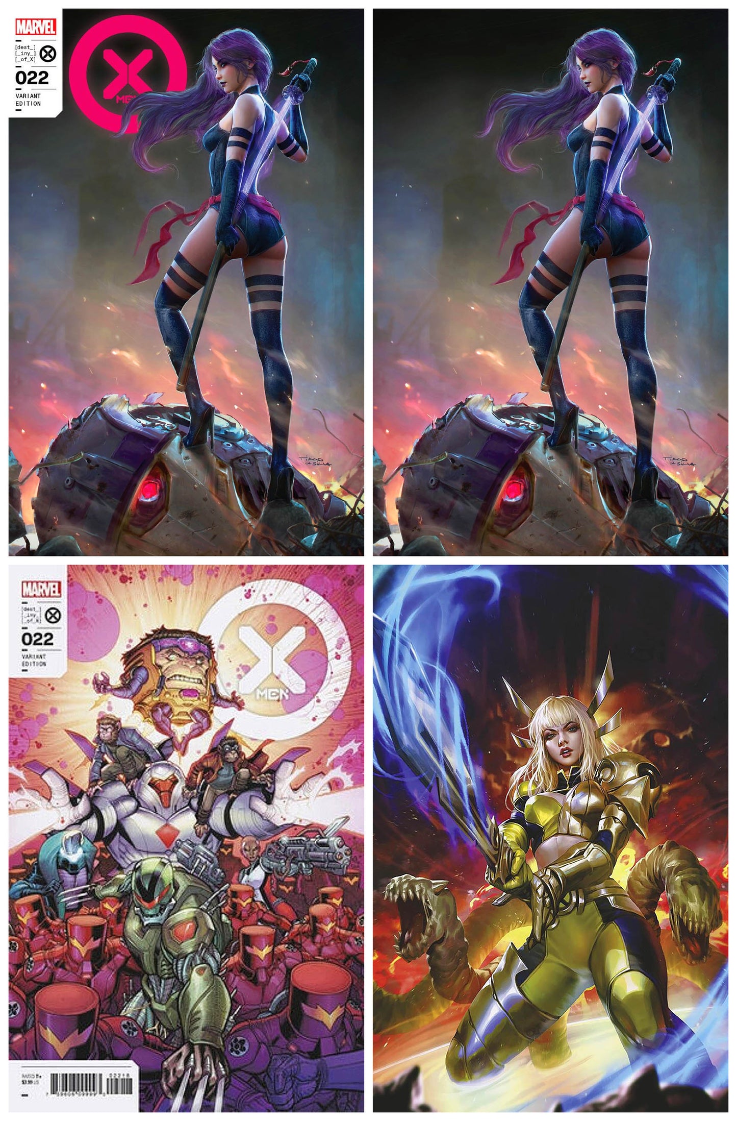 X-MEN #22 TIAGO DA SILVA PSYLOCKE TRADE/VIRGIN VARIANT SET LIMITED TO 1000 SETS + 1:25 & 1:50 VARIANTS