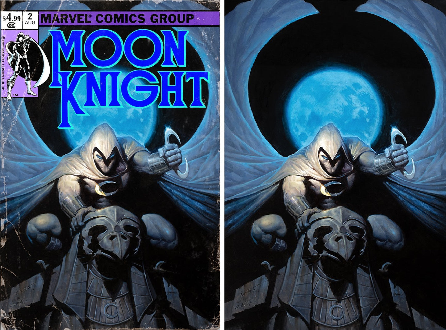 MOON KNIGHT #2 E.M GIST TRADE/VIRGIN VARIANT SET LIMITED TO 400 SETS WITH NUMBERED COA & TRADING CARD COA
