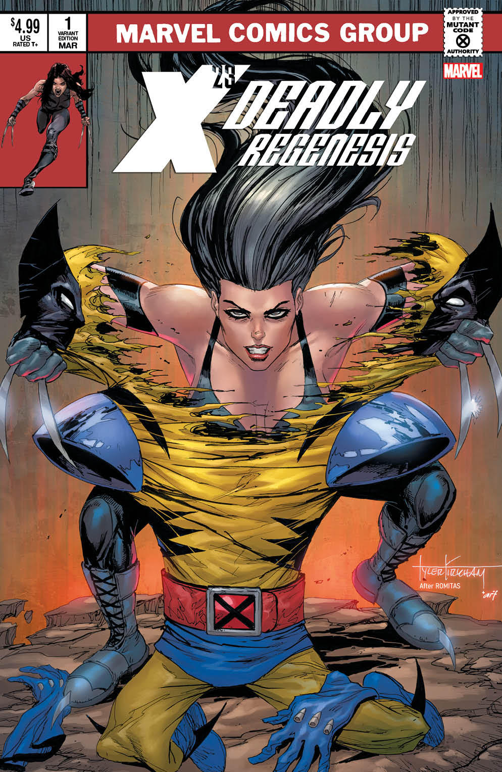X-23 DEADLY REGENESIS #1 TYLER KIRKHAM TRADE DRESS VARIANT LIMITED TO 1500 WITH NUMBERED COA