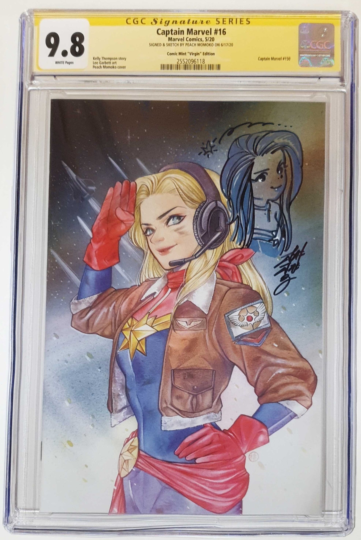 CAPTAIN MARVEL #16 PEACH MOMOKO THANK YOU VARIANT VIRGIN LIMITED TO 600 CGC 9.8 SS REMARK