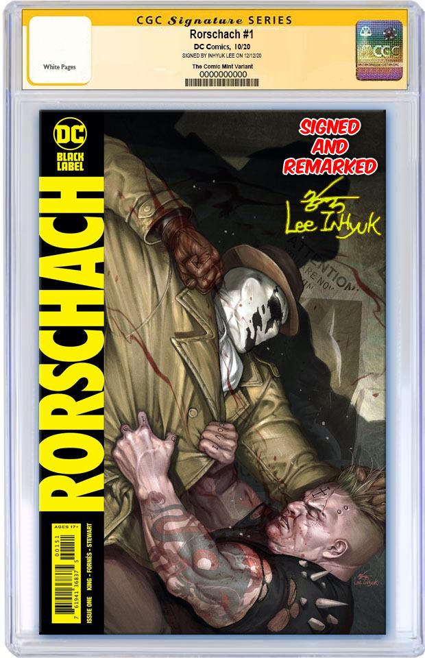 RORSCHACH #1 INHYUK LEE VARIANT LIMITED TO 600 COPIES WITH NUMBERED COA CGC 9.8 REMARK