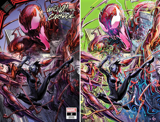 KING IN BLACK GWENOM VS CARNAGE #2 CLAYTON CRAIN EXCLUSIVE TRADE DRESS & BLACK VIRGIN VARIANT SET