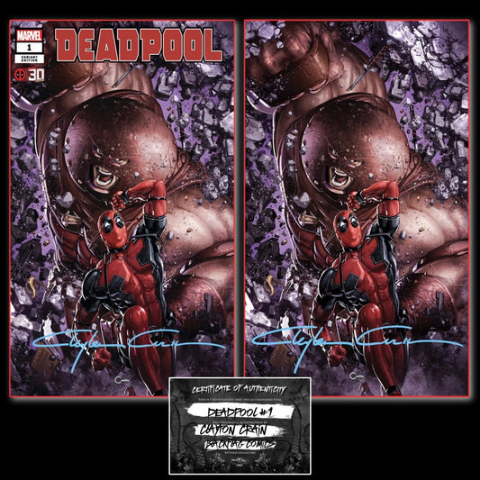 DEADPOOL NERDY 30 #1 CLAYTON CRAIN EXCLUSIVE TRADE/VIRGIN VARIANT SET WITH CLASSIC SIGNATURE & COA