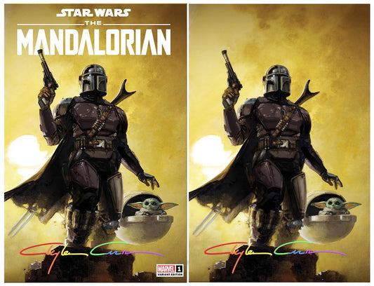 STAR WARS MANDALORIAN #1 CLAYTON CRAIN TRADE/VIRGIN VARIANT SET INFINITY SIGNED WITH COA