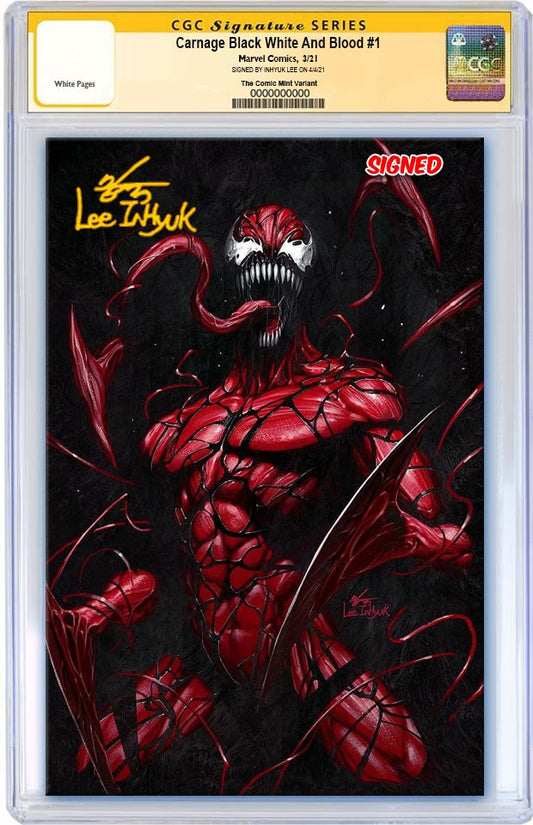 CARNAGE BLACK WHITE AND BLOOD #1 (OF 4) INHYUK LEE VIRGIN VARIANT LIMITED TO 1000 WITH NUMBERED COA CGC SS PREORDER