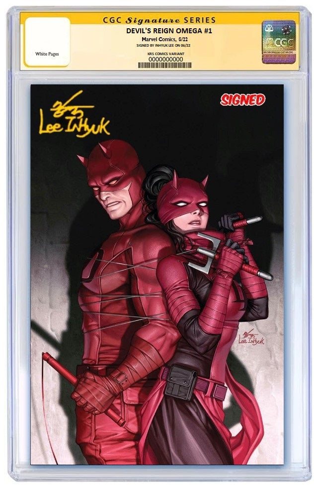 DEVIL'S REIGN OMEGA #1 INHYUK LEE VIRGIN VARIANT LIMITED TO 1000 COPIES WITH NUMBERED COA CGC SS PREORDER