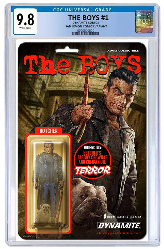THE BOYS #1 ROB CSIKI BUTCHER & TERROR ACTION FIGURE VARIANT LIMITED TO 500 COPIES CGC 9.8 PREORDER