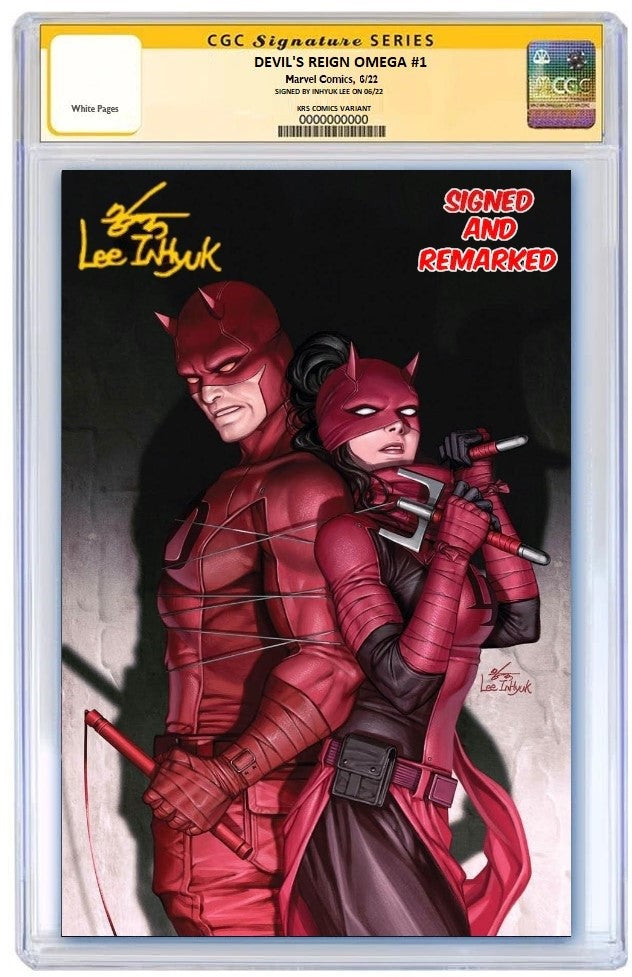 DEVIL'S REIGN OMEGA #1 INHYUK LEE VIRGIN VARIANT LIMITED TO 1000 COPIES WITH NUMBERED COA CGC REMARK PREORDER