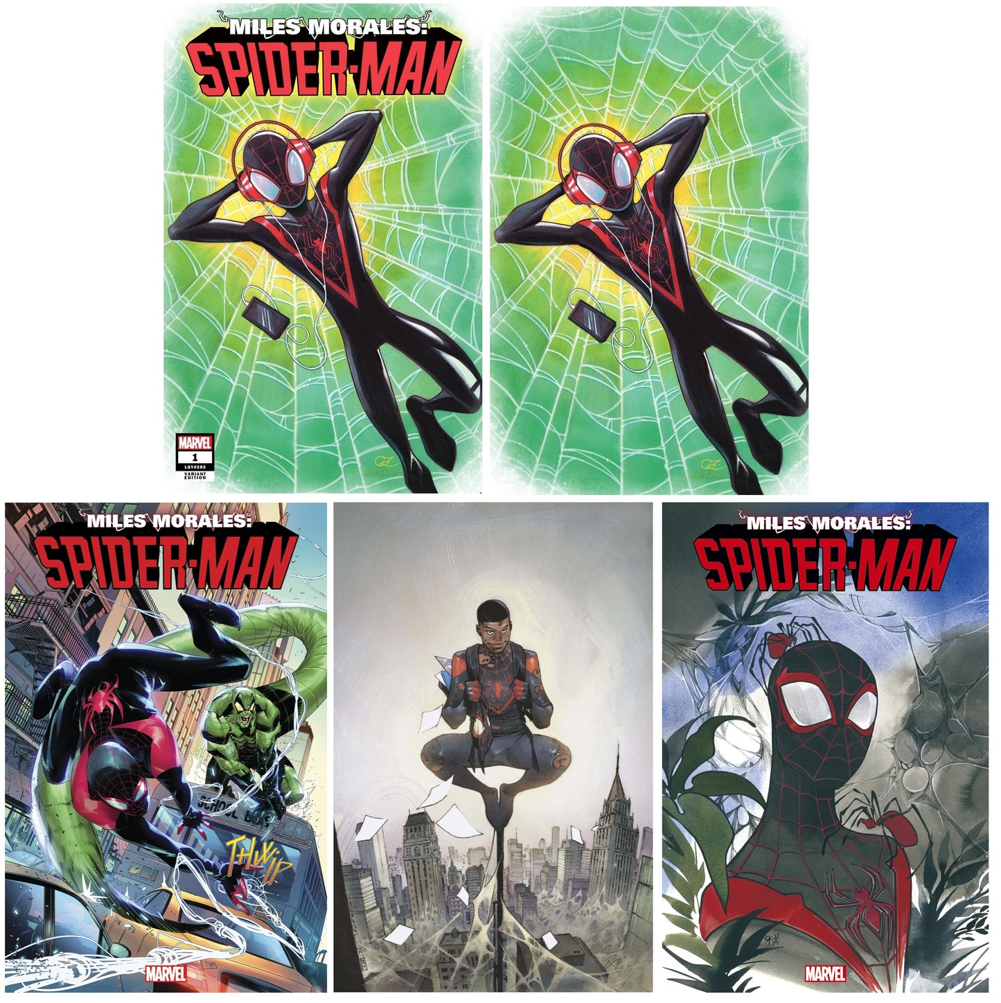 MILES MORALES SPIDER-MAN #1 CHRISSIE ZULLO TRADE/VIRGIN VARIANT SET LIMITED TO 500 SETS WITH NUMBERED COA + 1:25, 1:100 & 1:200 VARIANTS