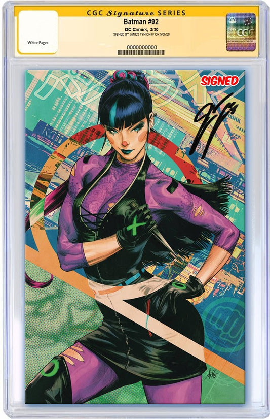 BATMAN #92 CARD STOCK ARTGERM VARIANT VAR ED - 1ST SOLO PUNCHLINE COVER - CGC SS SIGNED BY JAMES TYNION IV