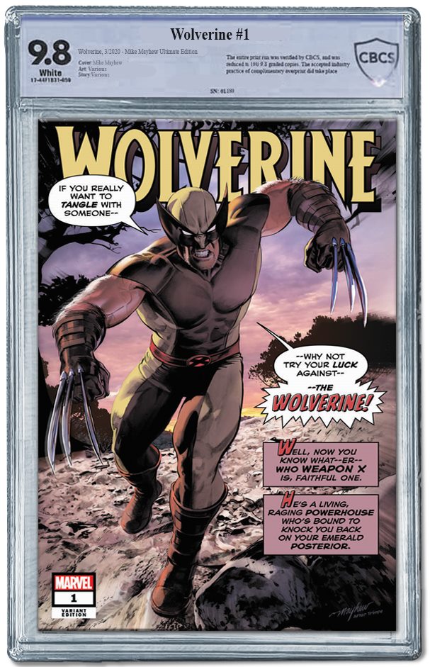 WOLVERINE #1 MIKE MAYHEW HULK #180 ULTIMATE HOMAGE VARIANT LIMITED TO 180 CBCS 9.8 WITH PENCILS COA