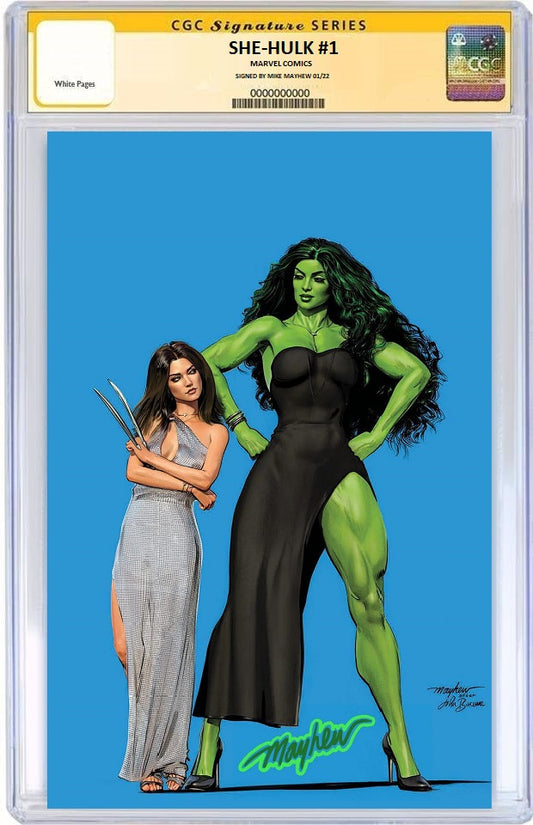 SHE HULK #1 MIKE MAYHEW HOMAGE VIRGIN VARIANT LIMITED TO 1000 COPIES CGC SS GAMMA GLOW SIG PREORDER