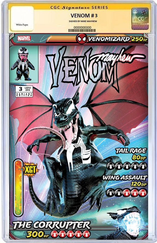 VENOM #3 MIKE MAYHEW VENOMIZARD TRADE DRESS VARIANT LIMITED TO 3000 CGC SS BLACK GLOW SIG PREORDER