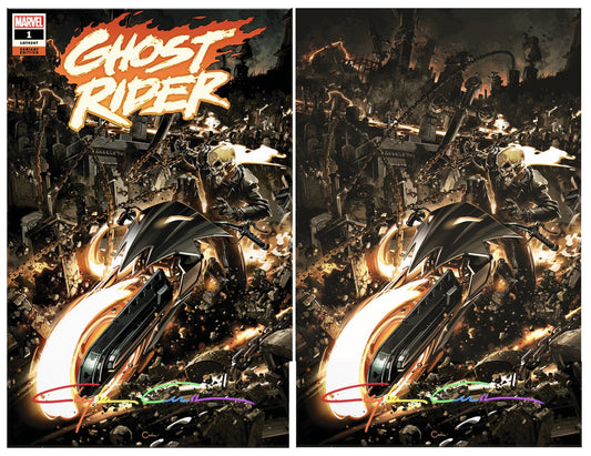 GHOST RIDER #1 CLAYTON CRAIN TRADE/VIRGIN VARIANT SET LIMITED TO 850 SETS WITH COA - INFINTY SIGNED