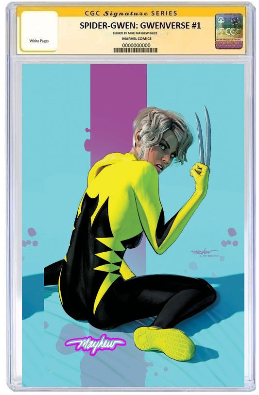 SPIDER-GWEN: GWENVERSE #1 MIKE MAYHEW VIRGIN VARIANT LIMITED TO 1000 COPIES CGC SS 'GLOW-SIGNED' PREORDER