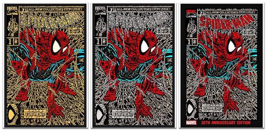SPIDER-MAN #1 SHATTERED GOLD/SILVER/RED FACSIMILE VARIANT SET LIMITED TO 1000 SETS