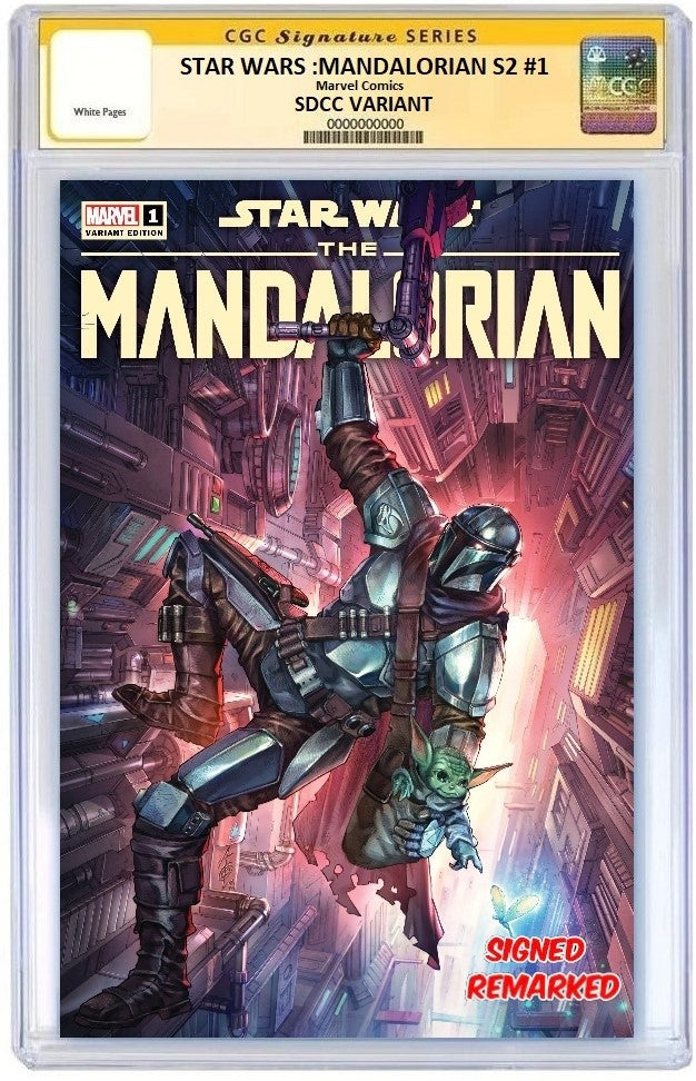 STAR WARS MANDALORIAN SEASON 2 #1 ALAN QUAH SDCC VARAINT LIMITED TO 500 WITH NUMBERED TRADING CARD COA - RAW & GRADED OPTIONS