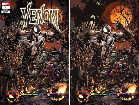 VENOM #1 CLAYTON CRAIN TRADE/VIRGIN HALLOWEEN VARIANT SET INFINTY SIGNED WITH COA